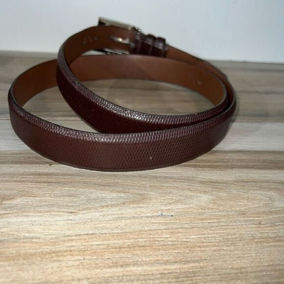 Lejon Dress Belt Mens 46 Beveled Edge Genuine Leather Brown 25702 Workwear - Picture 3 of 9